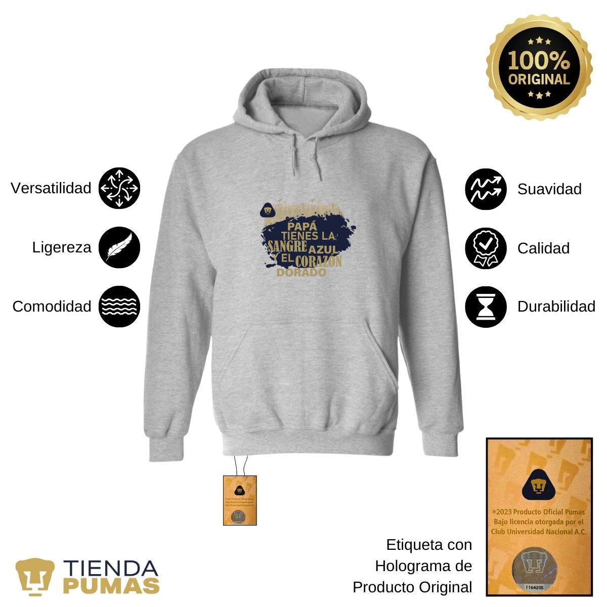 Sudadera Hombre Hoodie  Pumas UNAM Papá sangre azul