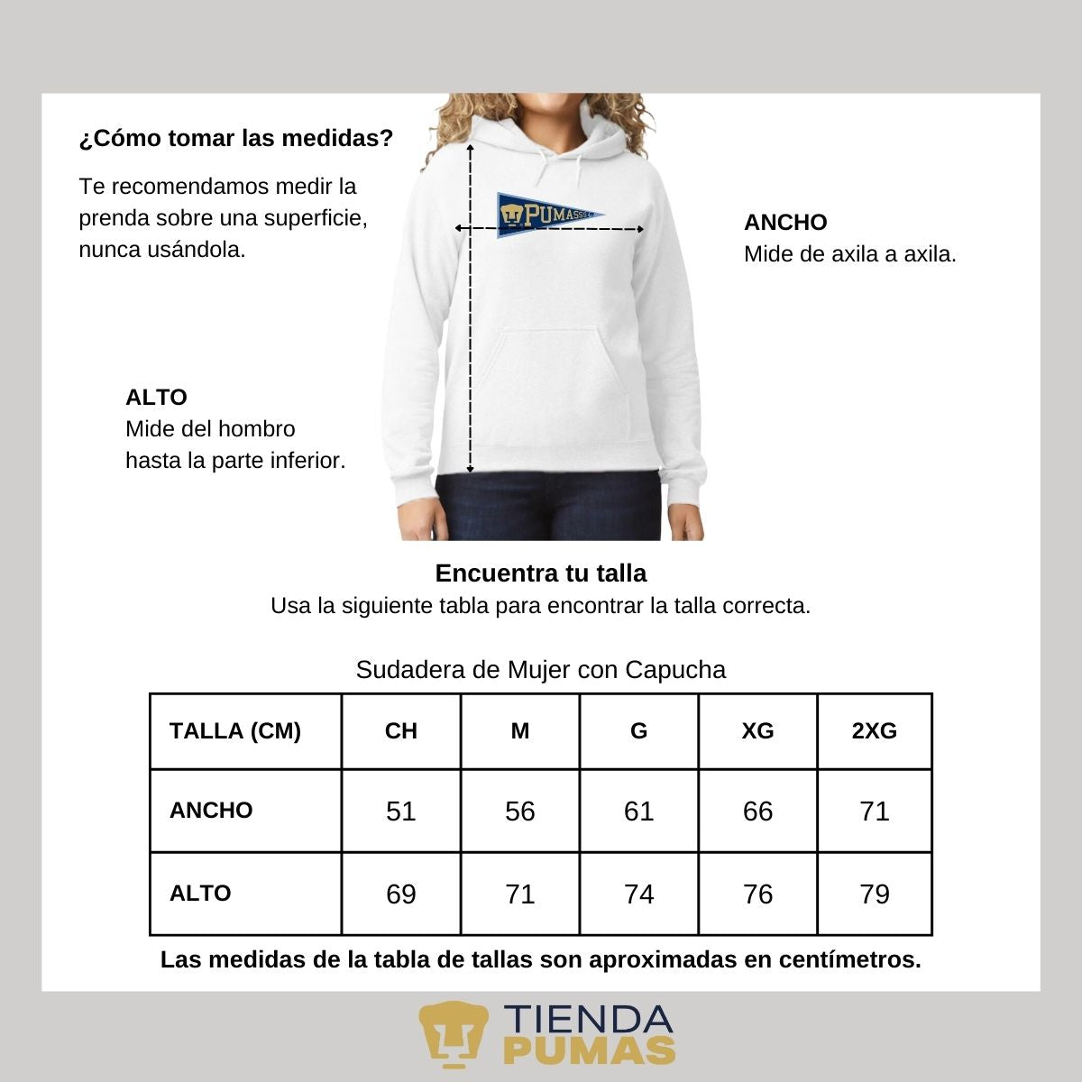 Sudadera Mujer Hoodie Pumas UNAM Banderín