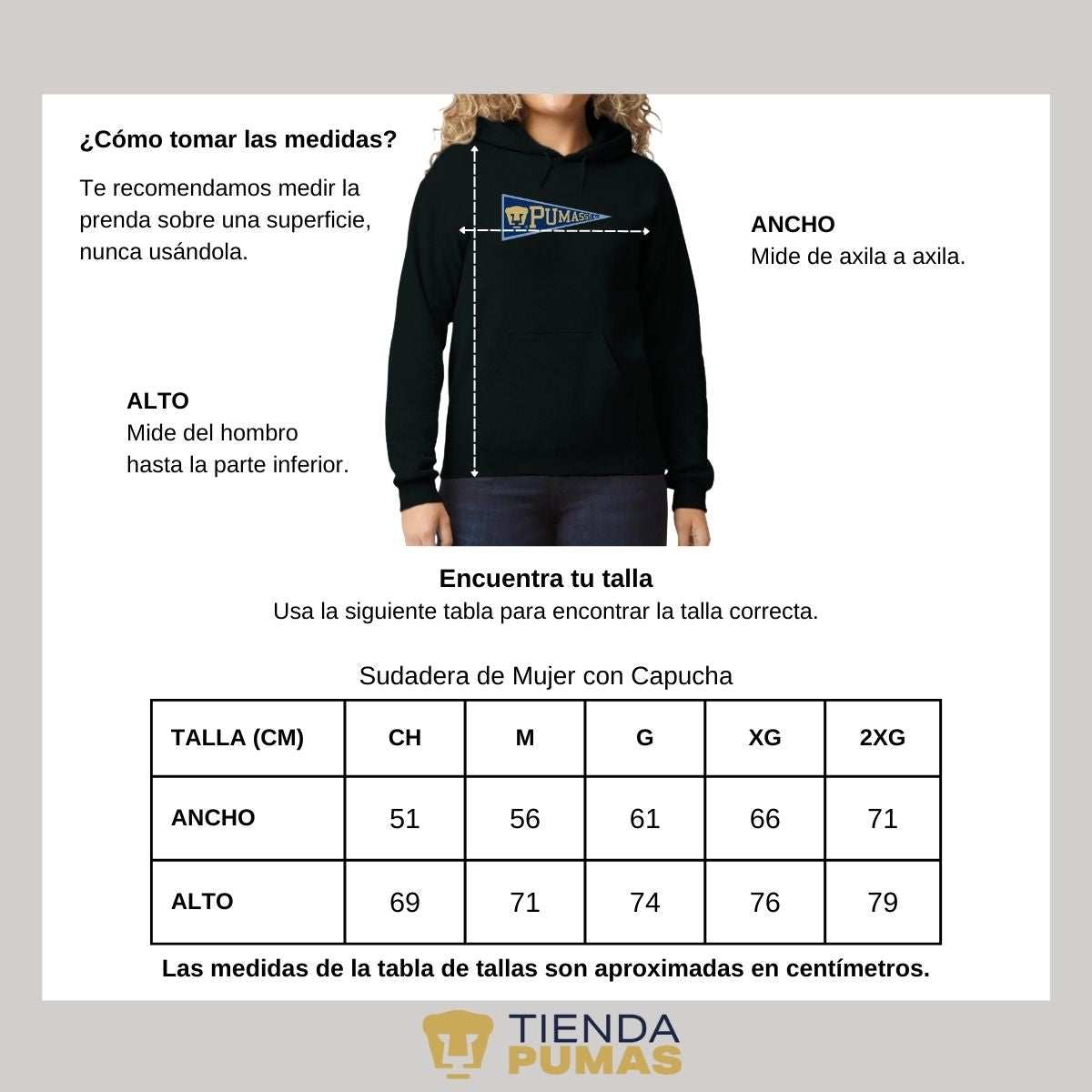 Sudadera Mujer Hoodie Pumas UNAM Banderín