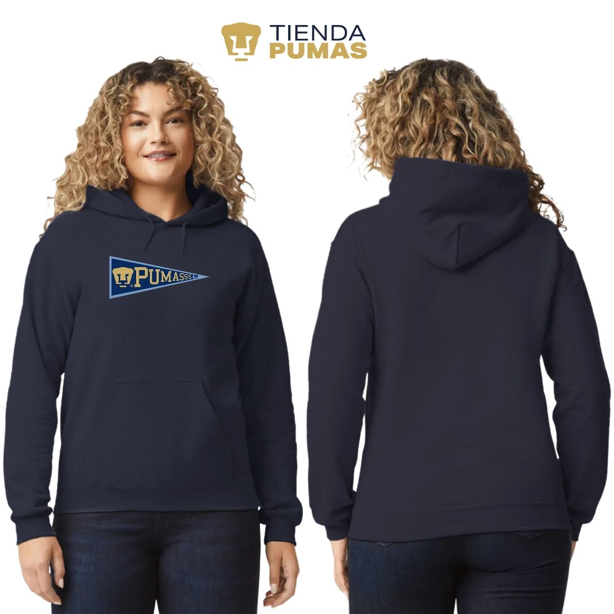 Sudadera Mujer Hoodie Pumas UNAM Banderín