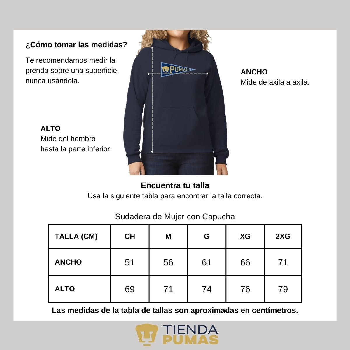 Sudadera Mujer Hoodie Pumas UNAM Banderín