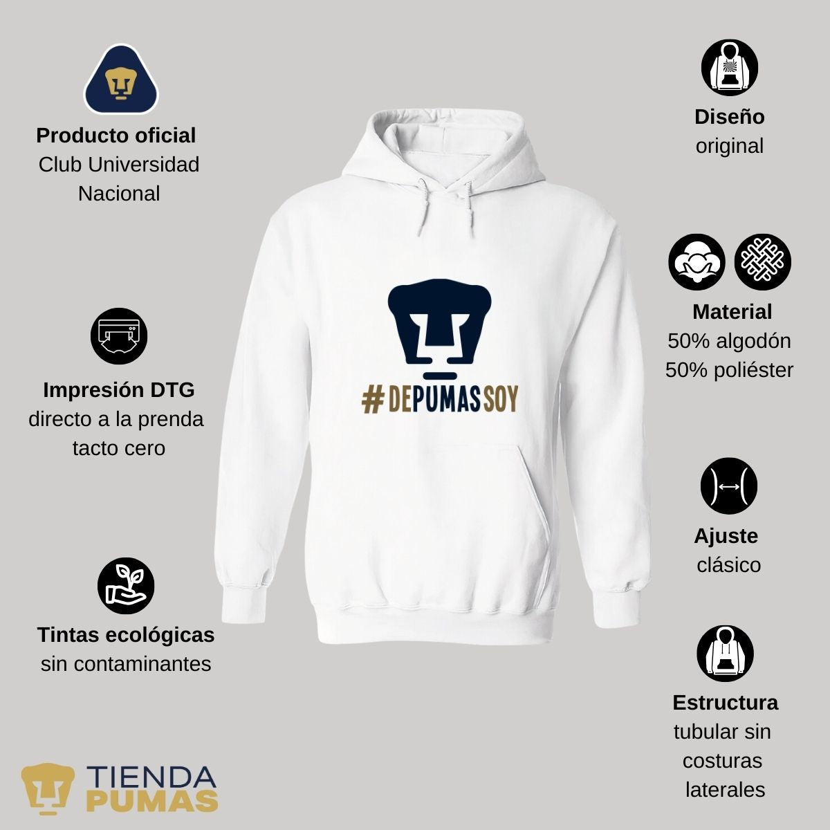 Sudadera Mujer Hoodie Pumas UNAM De Pumas Soy