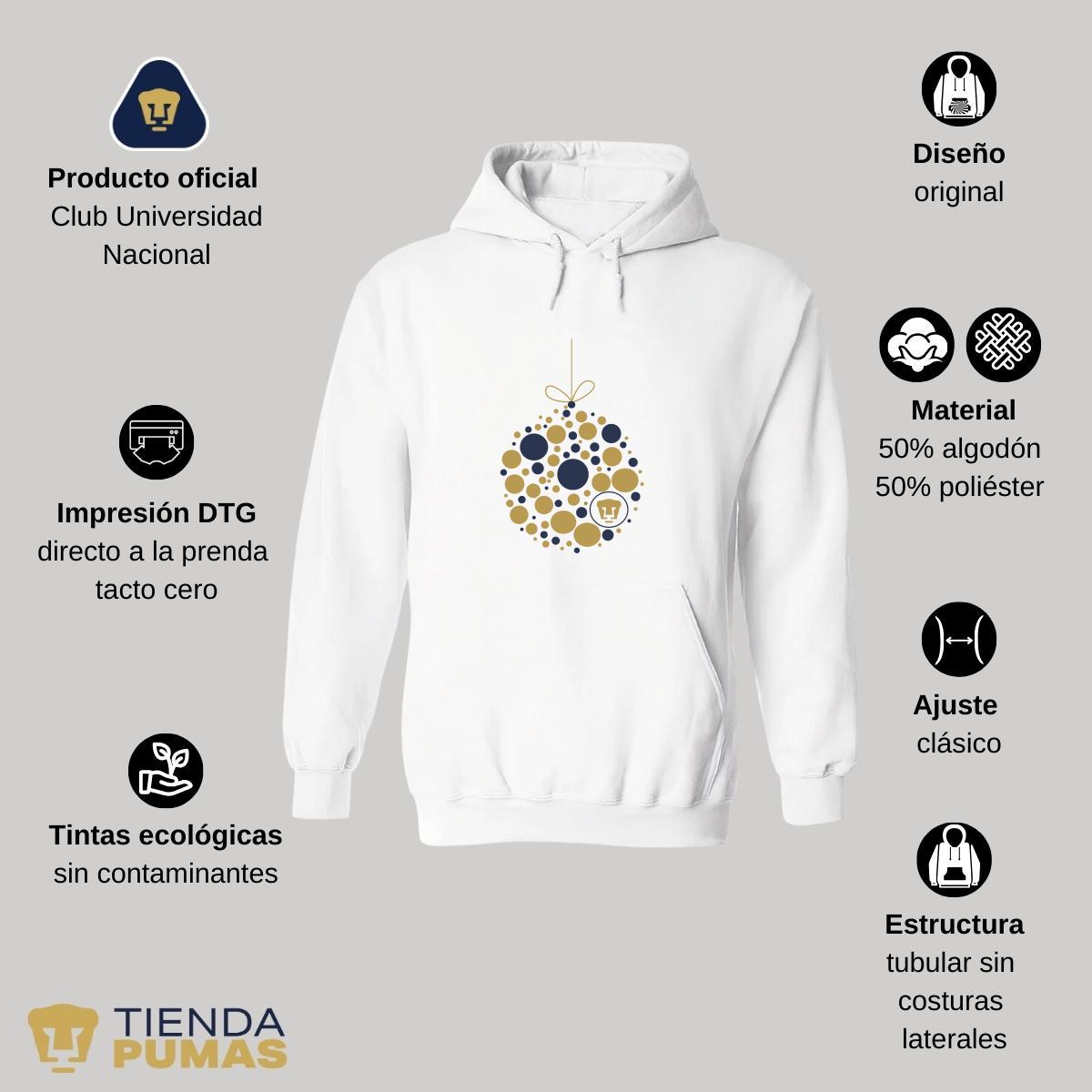 Sudadera Mujer Hoodie  Pumas UNAM Esfera Navidad