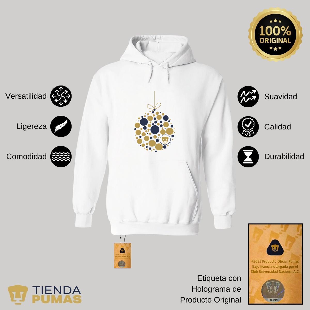 Sudadera Mujer Hoodie  Pumas UNAM Esfera Navidad