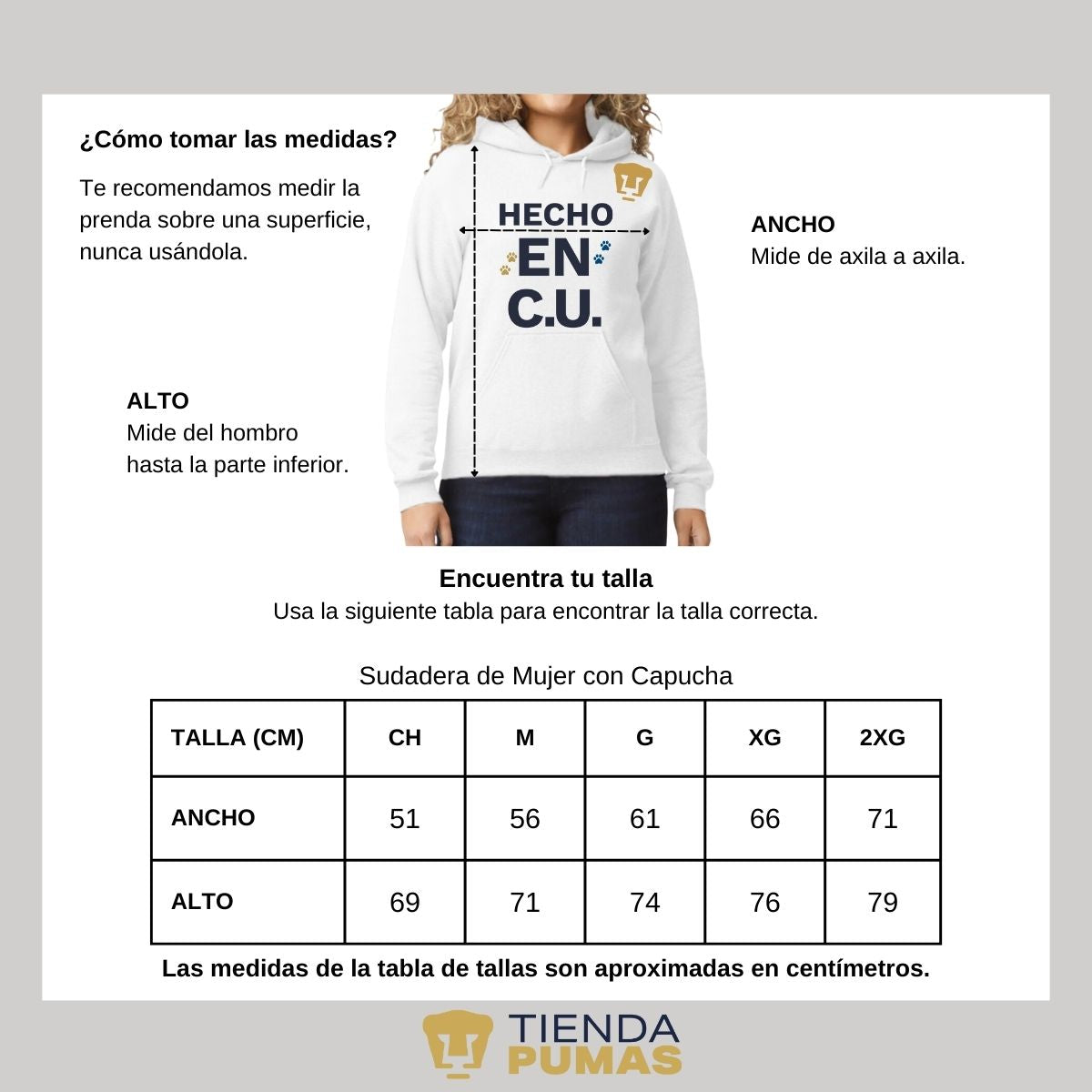 Sudadera Mujer Hoodie Pumas UNAM Hecho en C.U.