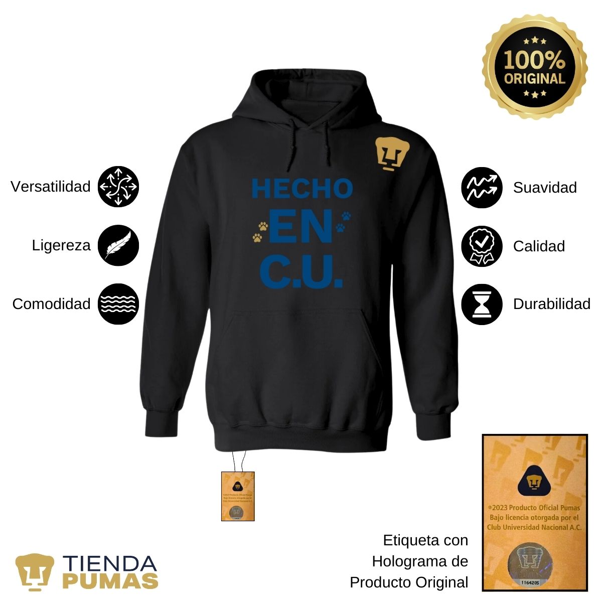 Sudadera Mujer Hoodie Pumas UNAM Hecho en C.U.