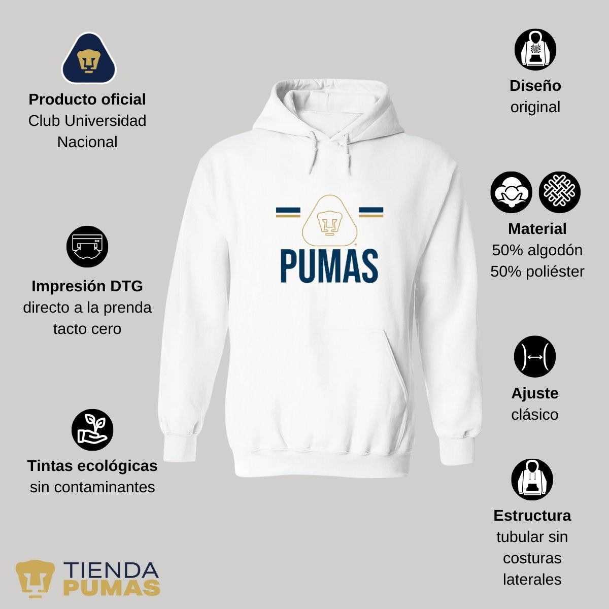 Sudadera Mujer Hoodie Pumas UNAM Insignia