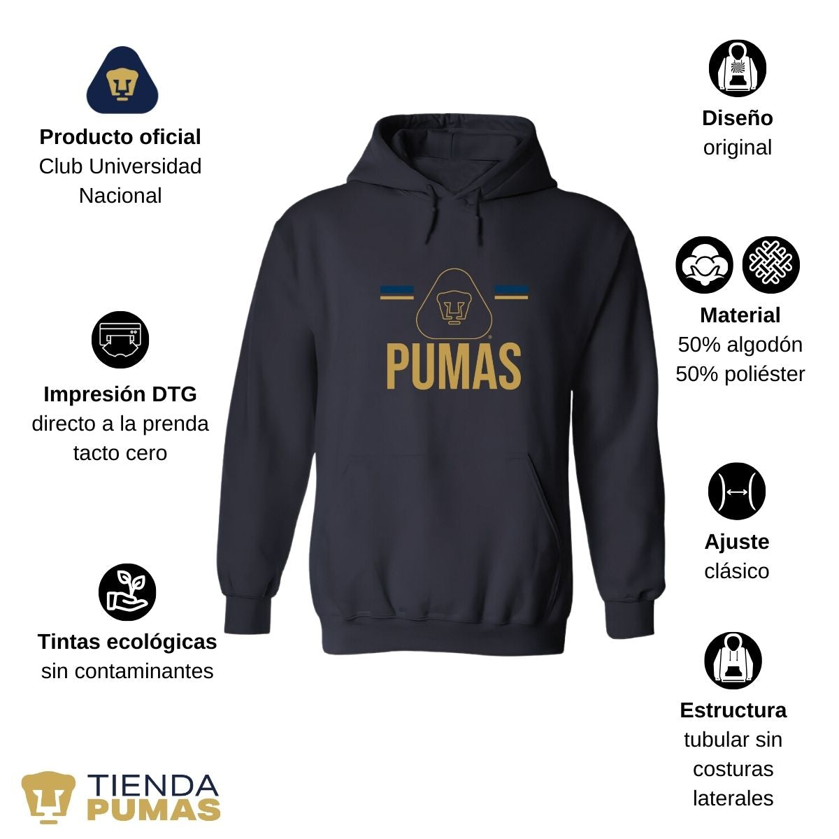 Sudadera Mujer Hoodie Pumas UNAM Insignia