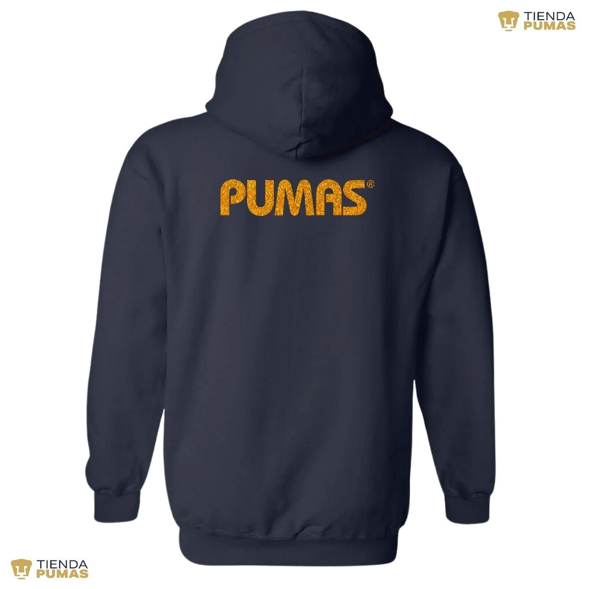 Sudadera Mujer Hoodie Pumas UNAM Logo Dorado Glitter