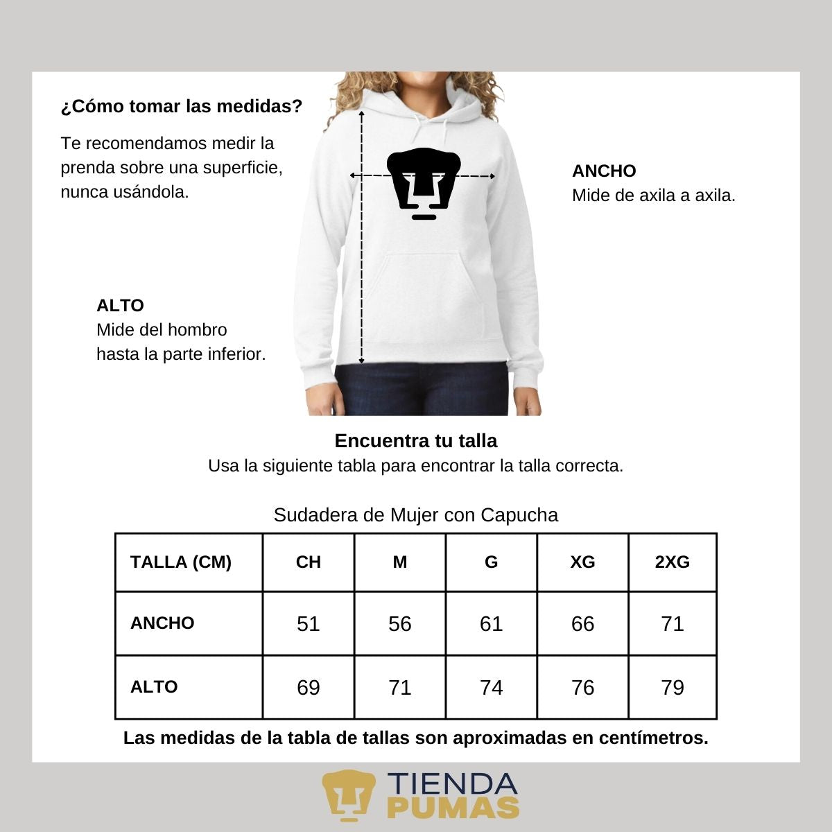 Sudadera Mujer Hoodie Pumas UNAM Logo Monocromatico Vinil