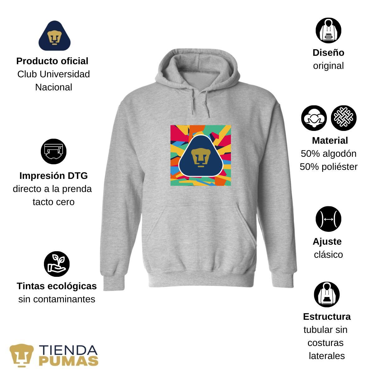 Sudadera Mujer Hoodie  Pumas UNAM Logo Multicolor