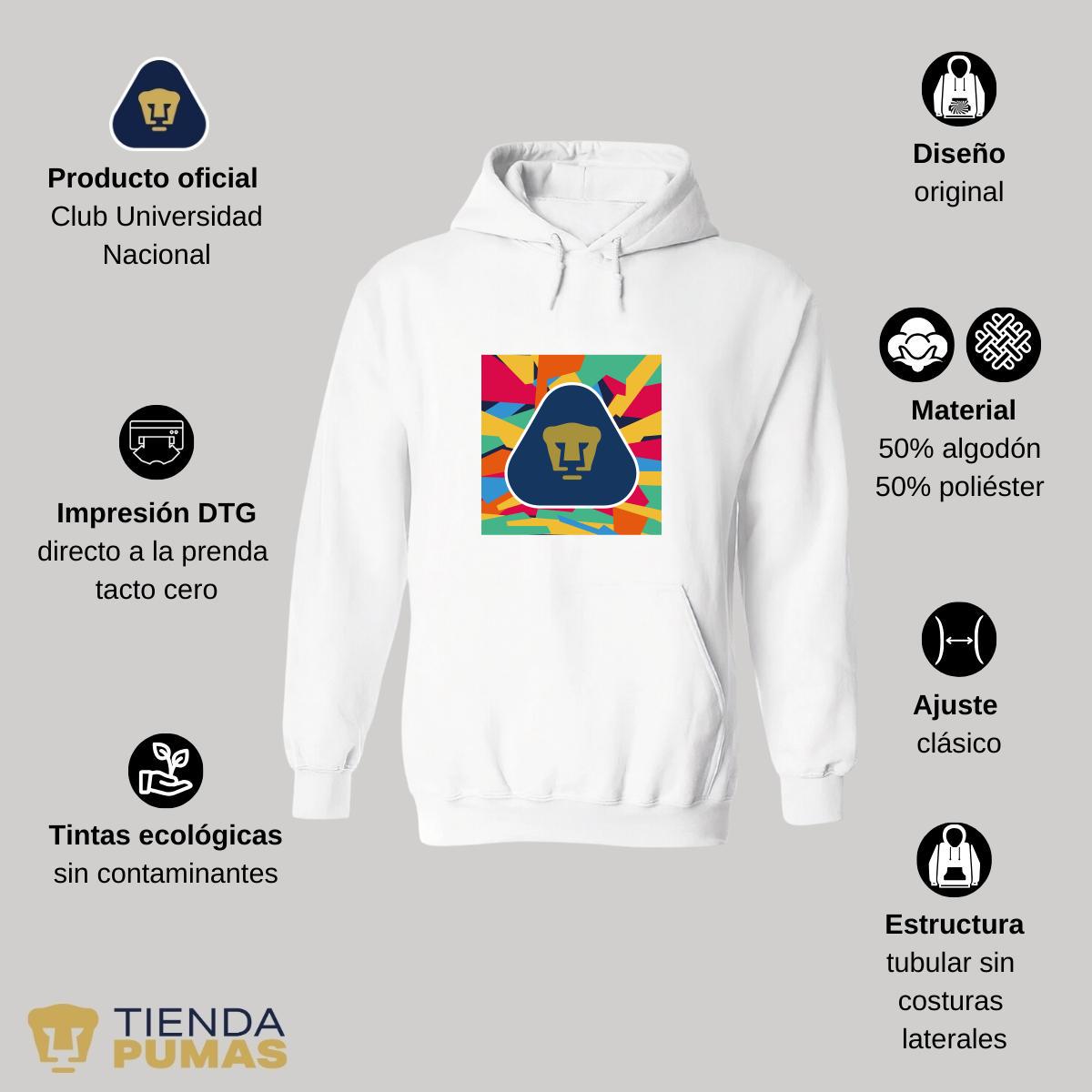 Sudadera Mujer Hoodie  Pumas UNAM Logo Multicolor