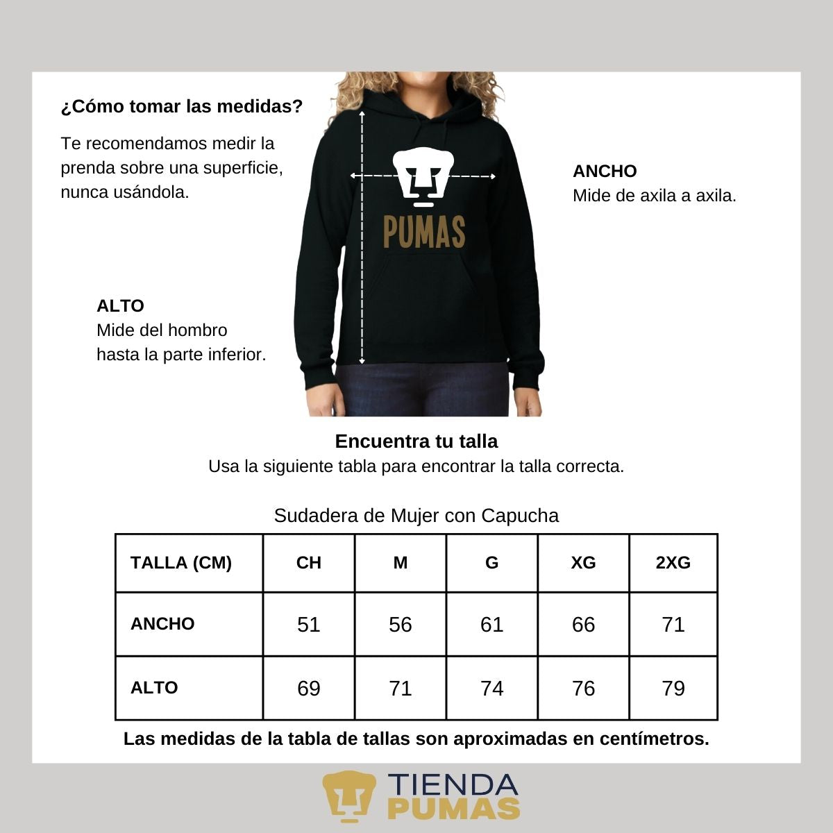 Sudadera Mujer Hoodie Pumas UNAM Logo Pumas