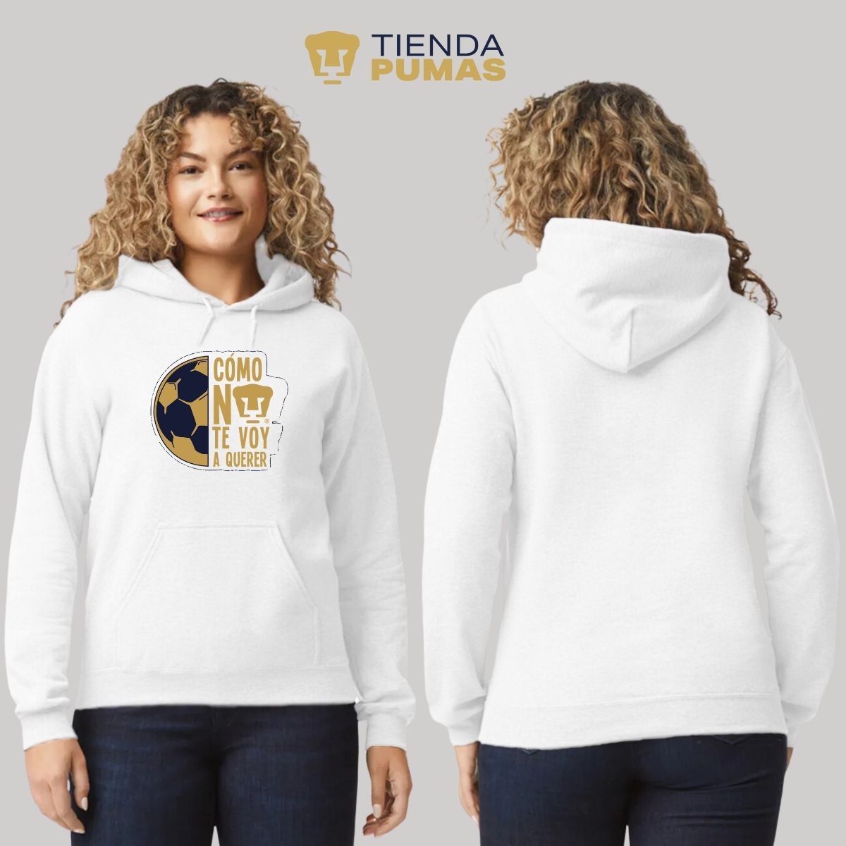 Sudadera Mujer Hoodie Pumas UNAM Medio Balón