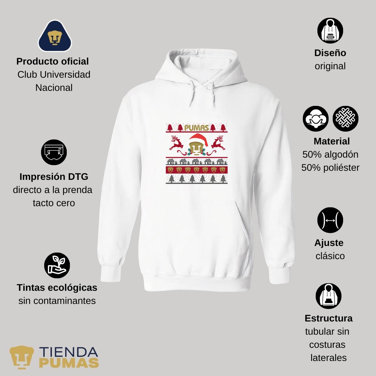 Sudadera Mujer Hoodie  Pumas UNAM Navidad Renos 1