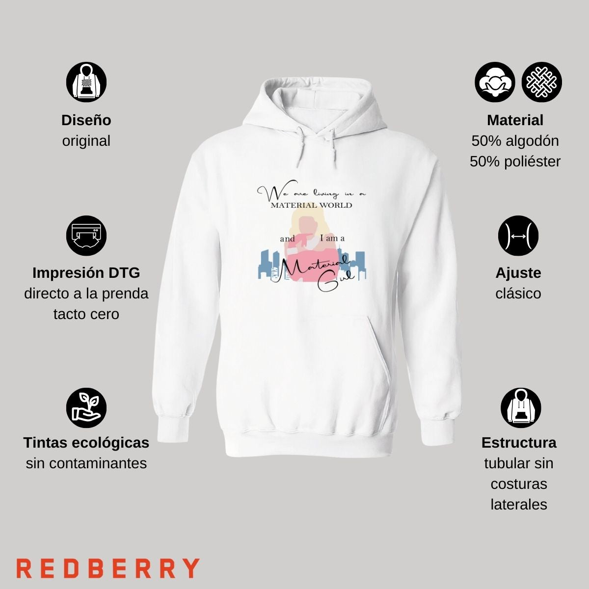 Sudadera para Hombre Hoodie Material girl