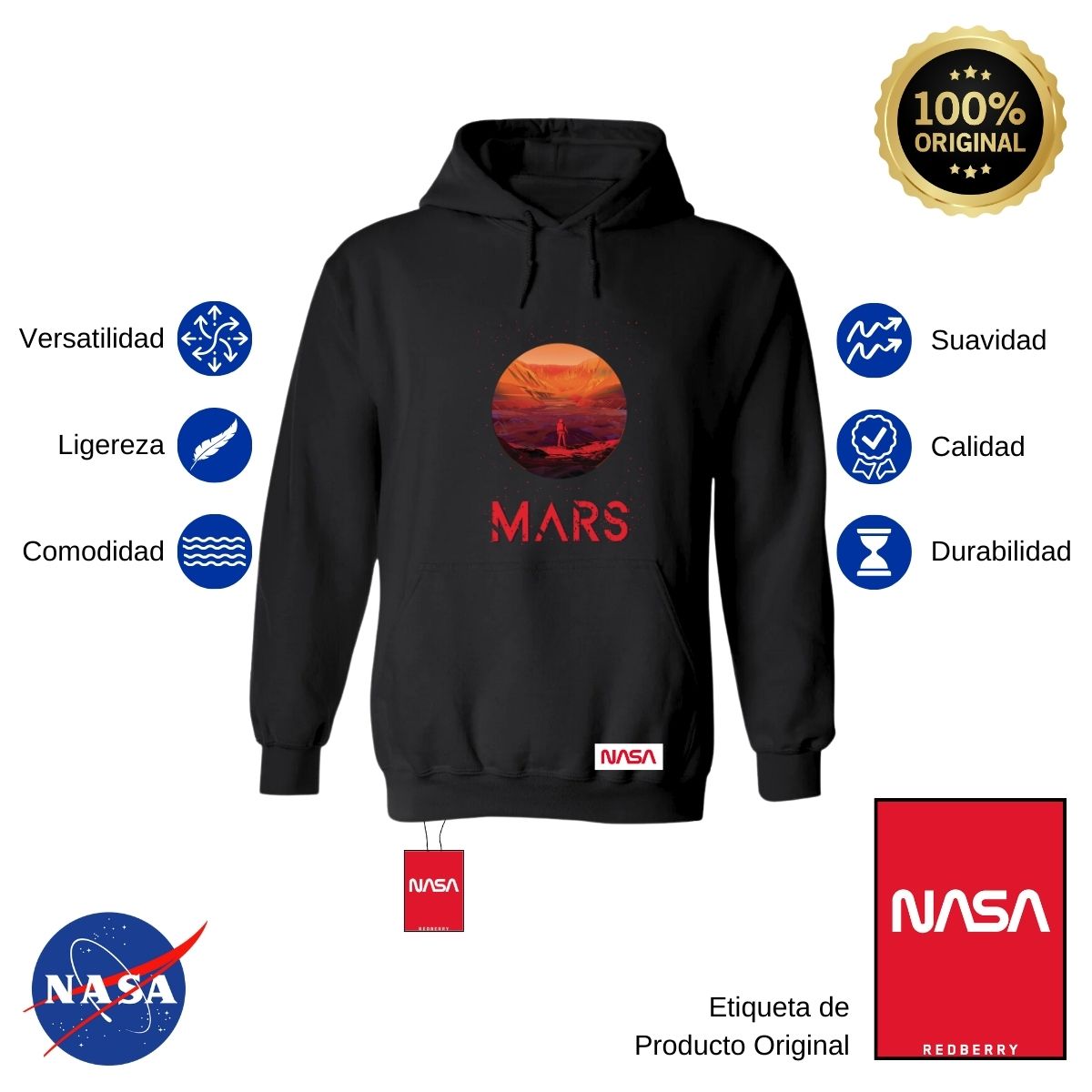 Sudadera para Hombre Hoodie Nasa Mars