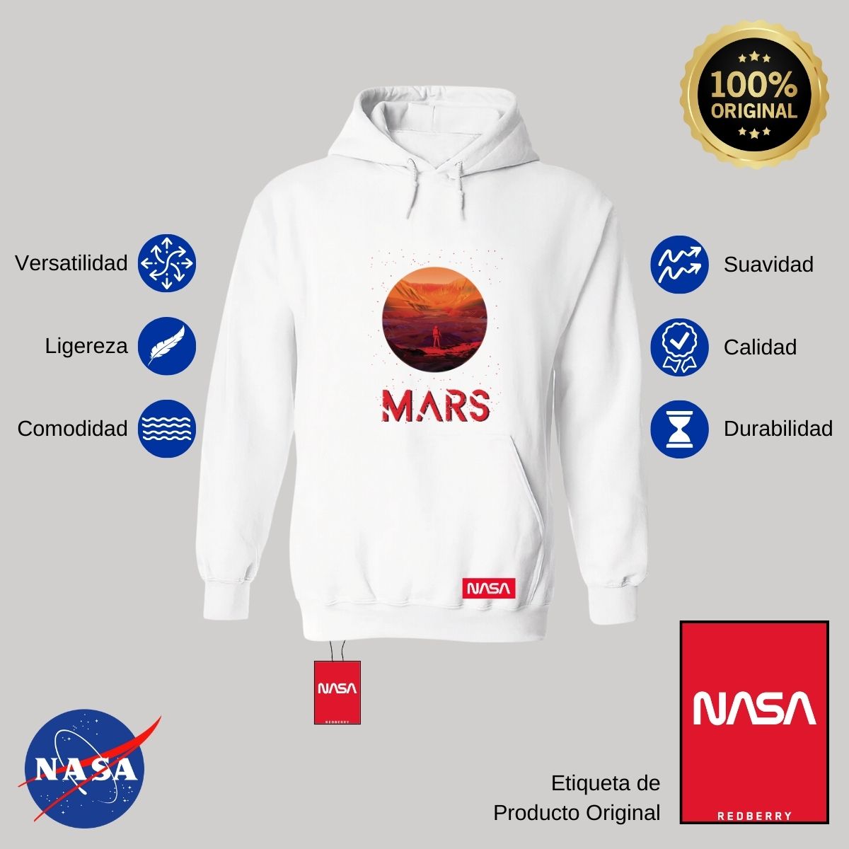 Sudadera para Hombre Hoodie Nasa Mars