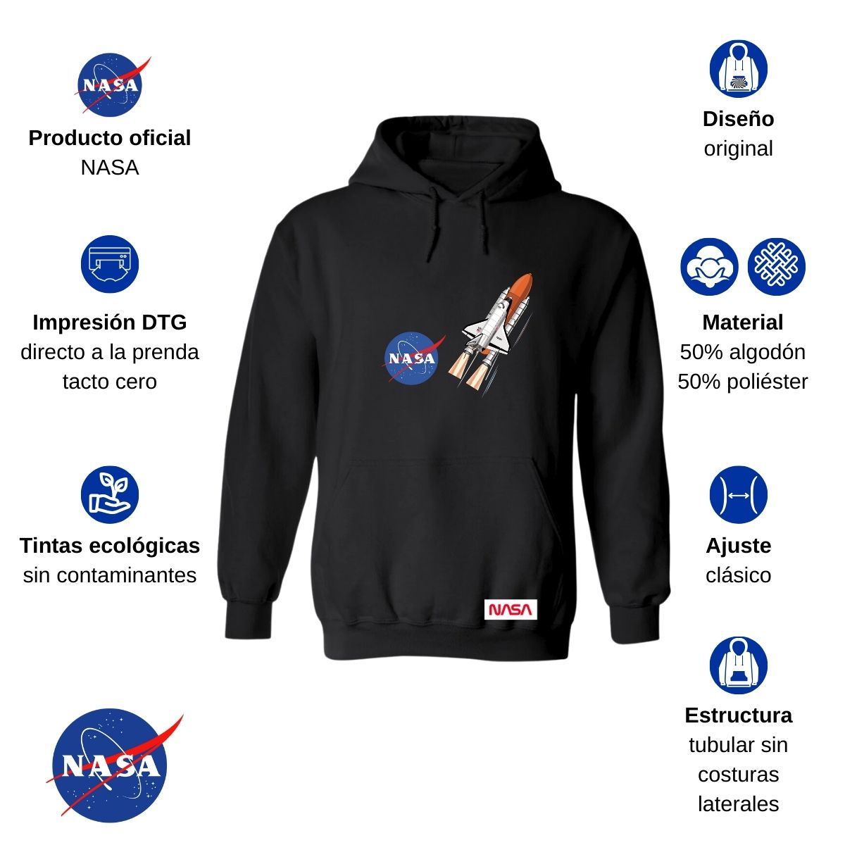 Sudadera para Hombre Hoodie Nasa Transbordador