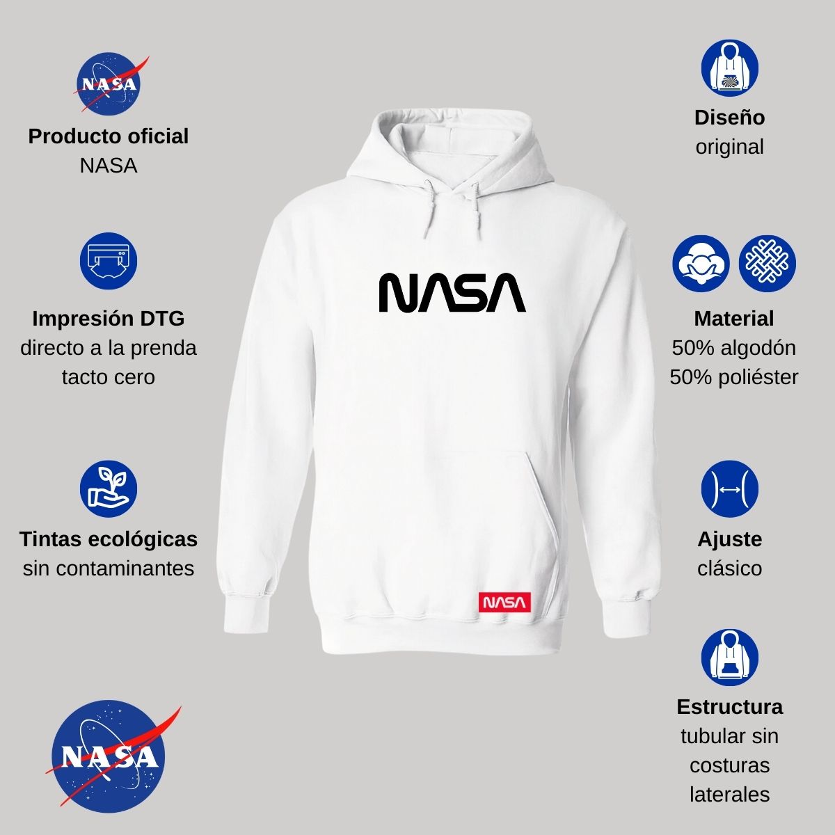 Sudadera para Hombre Hoodie Nasa Worm Mono