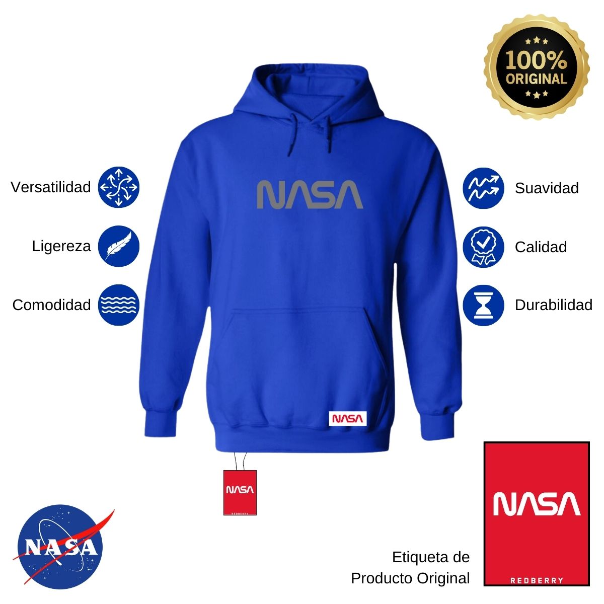 Sudadera para Hombre Hoodie Nasa Worm Mono