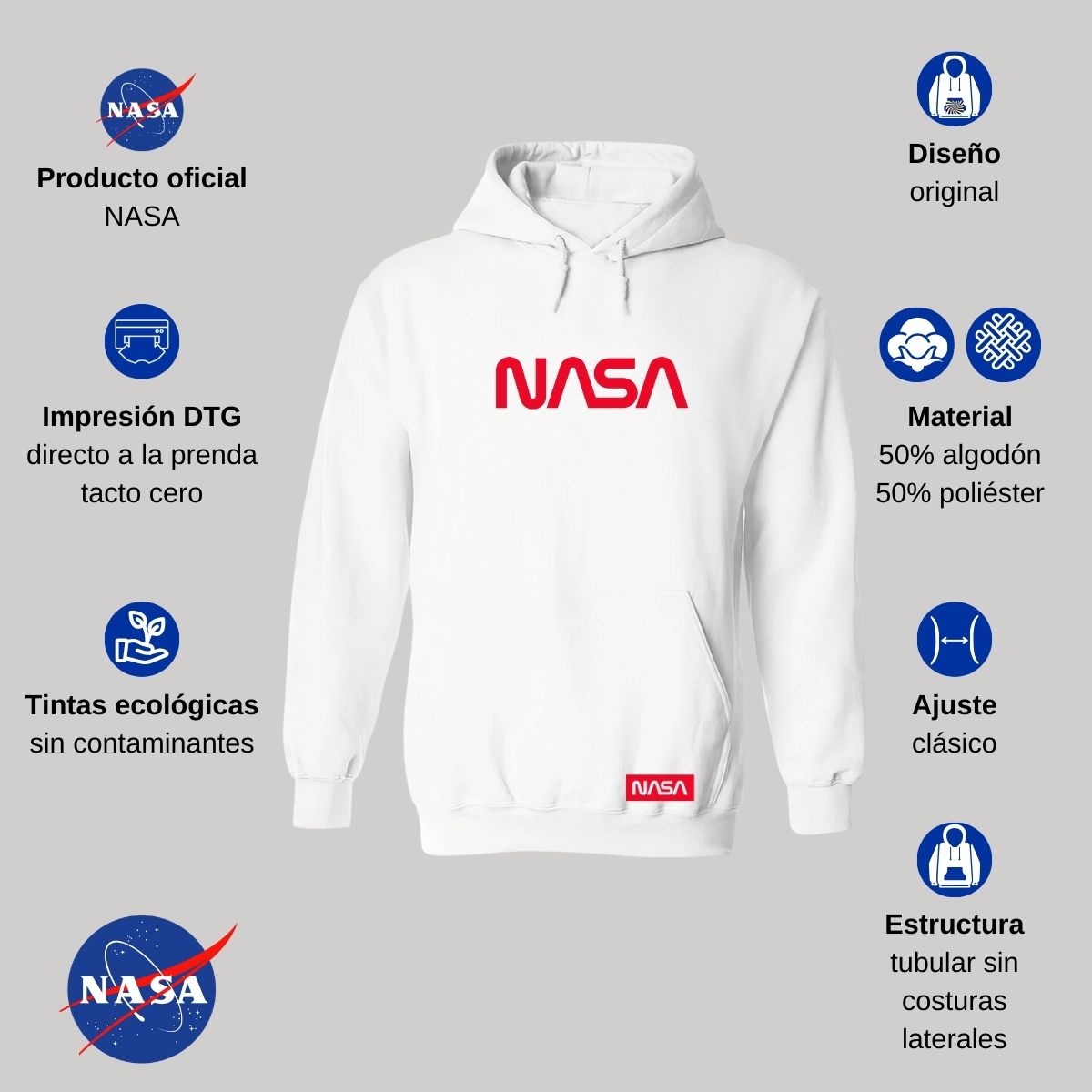 Sudadera para Hombre Hoodie Nasa Worm Red