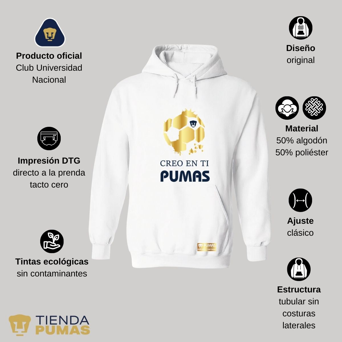 Sudadera para Hombre Hoodie Pumas UNAM Ed Limitada 2 Creo en ti