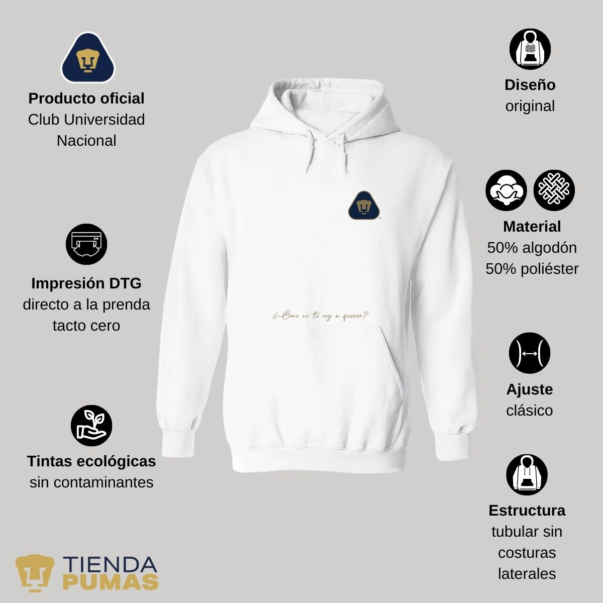 Sudadera para Hombre Hoodie Pumas UNAM Te voy a querer