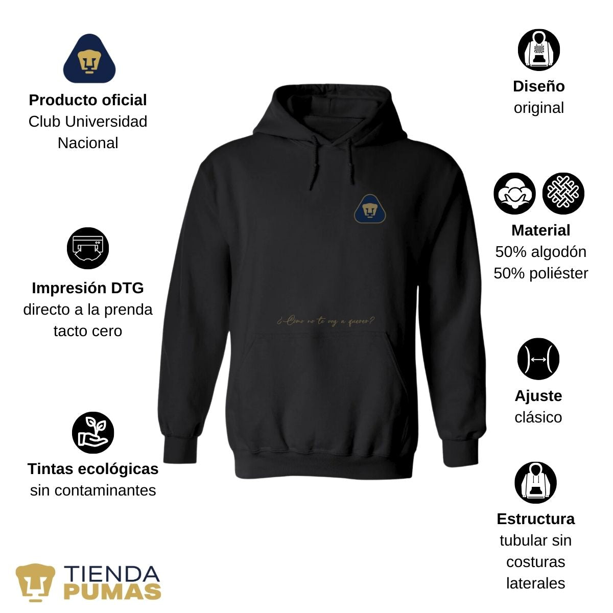 Sudadera para Hombre Hoodie Pumas UNAM Te voy a querer