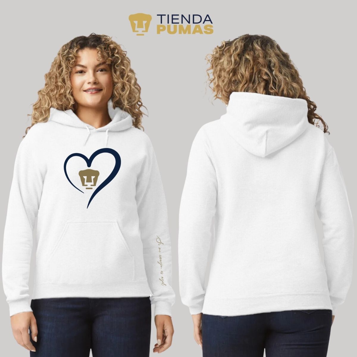 Sudadera para Mujer Hoodie Pumas UNAM Corazón Azul