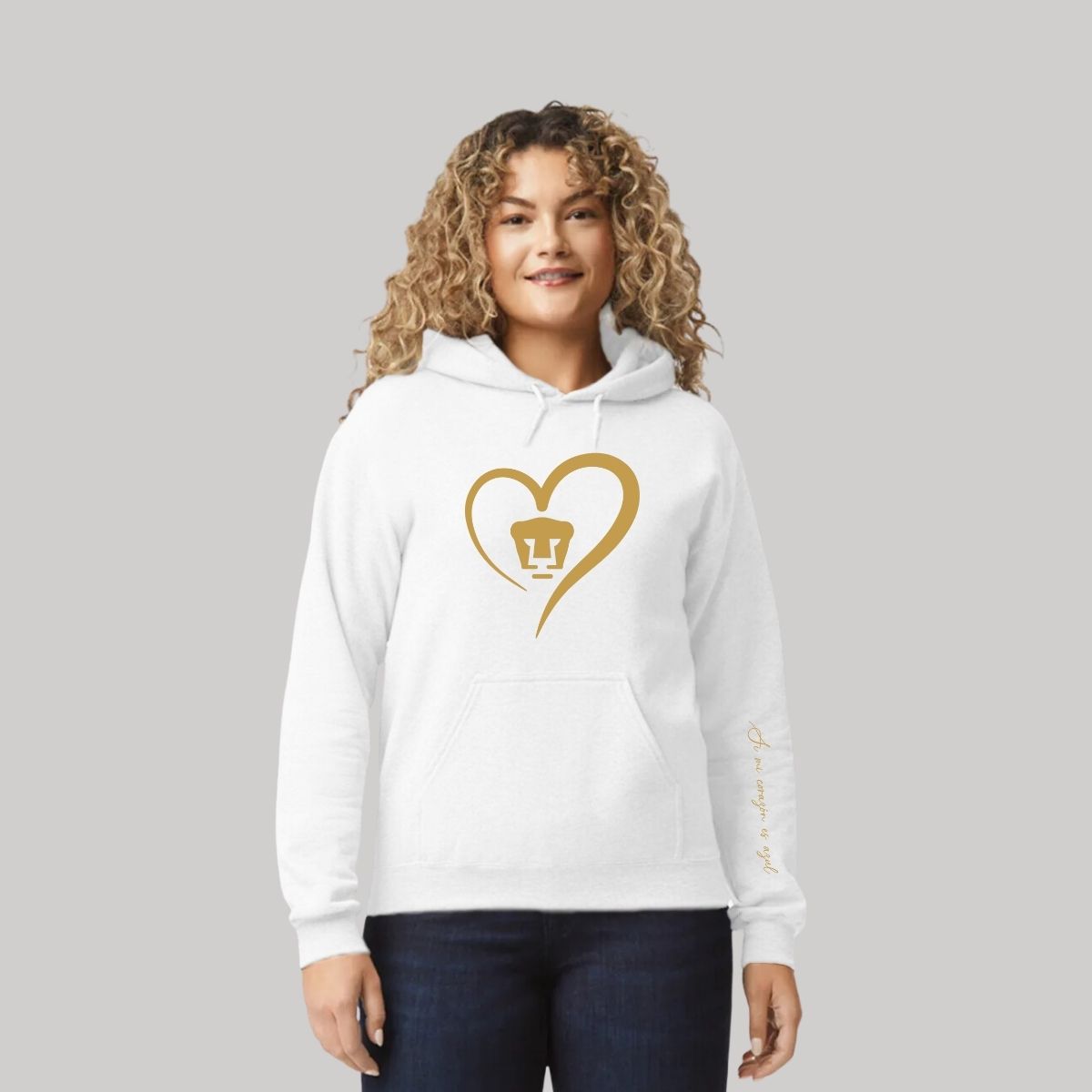 Sudadera para Mujer Hoodie Pumas UNAM Corazón Oro