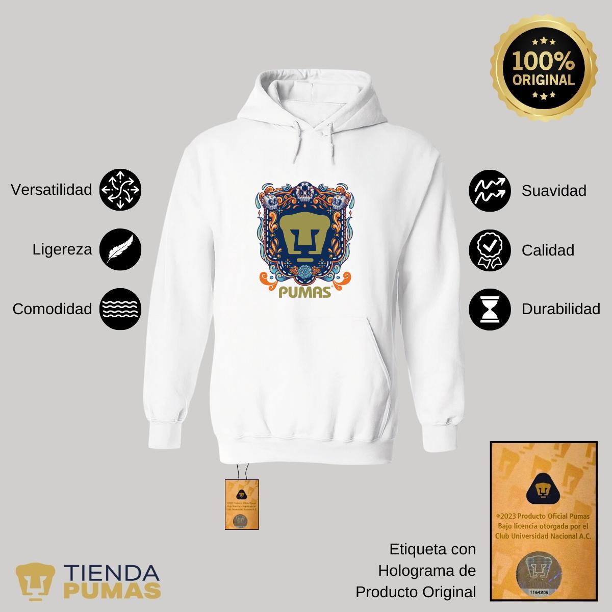 Sudadera para Mujer Hoodie Pumas UNAM Día de Muertos Azul