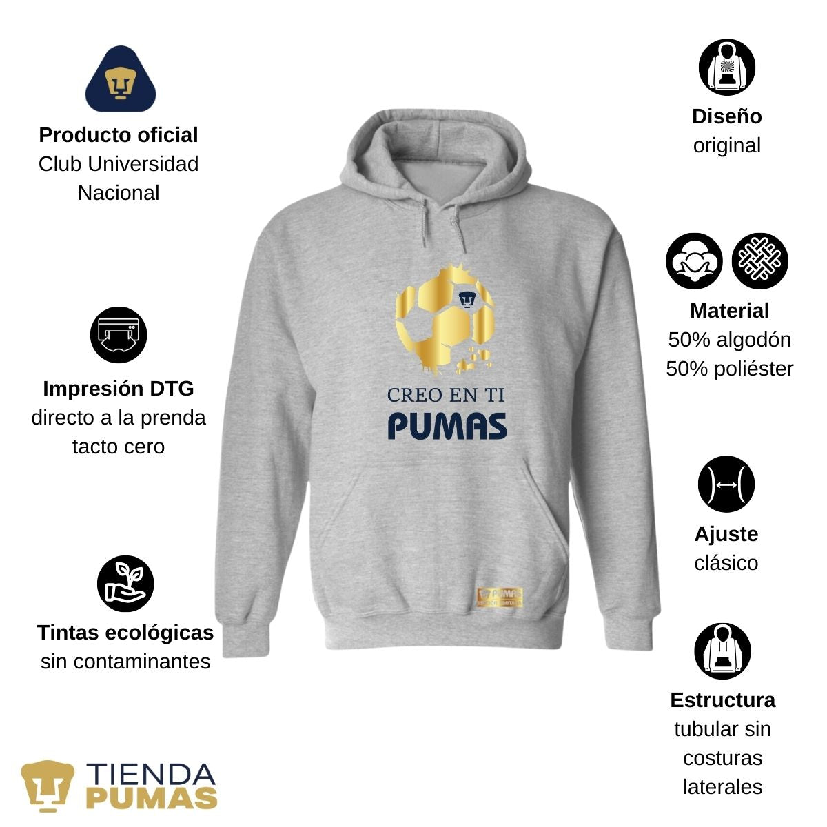 Sudadera para Mujer Hoodie Pumas UNAM Ed Limitada 2 Creo en ti