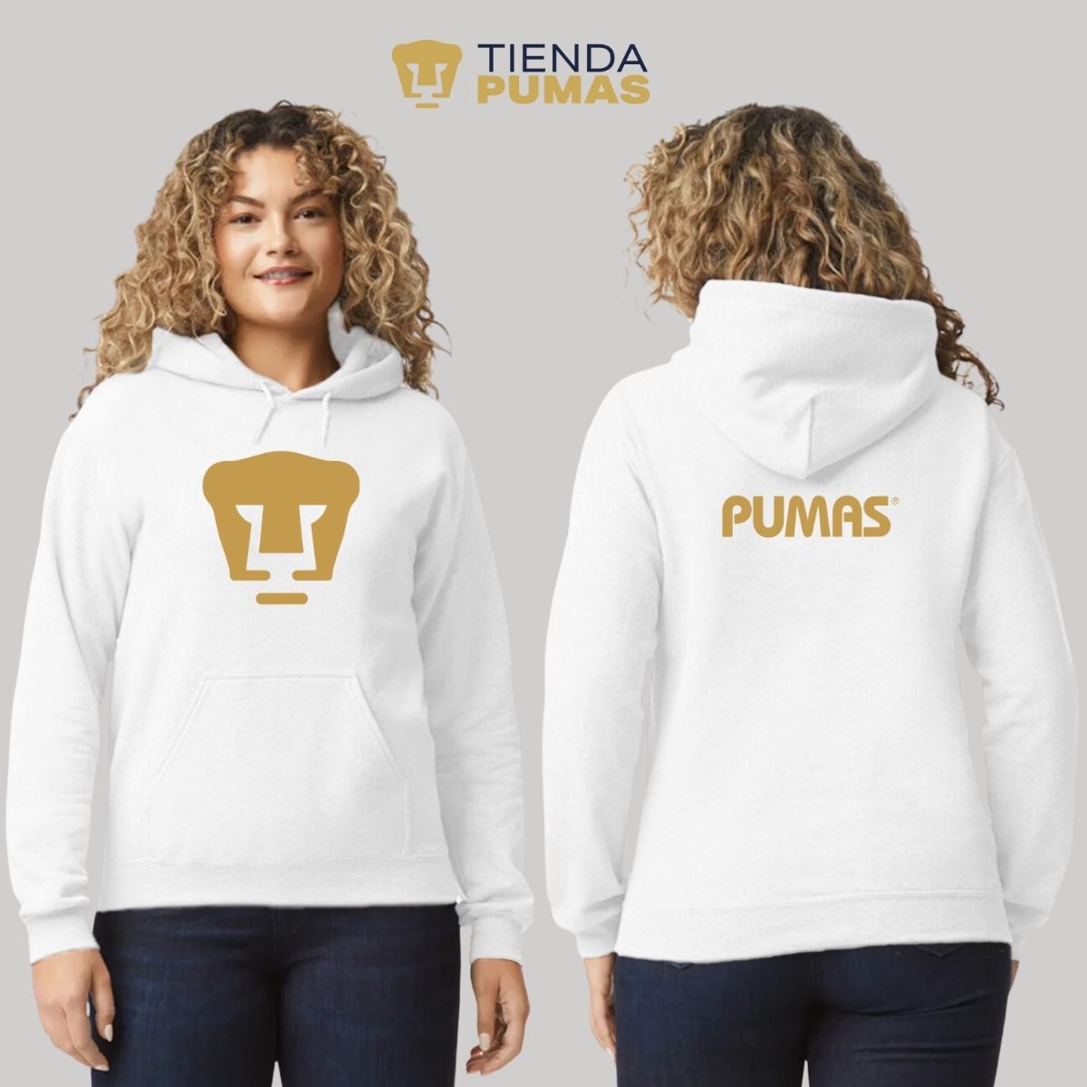 Sudadera para Mujer Hoodie Pumas UNAM Logo Dorado