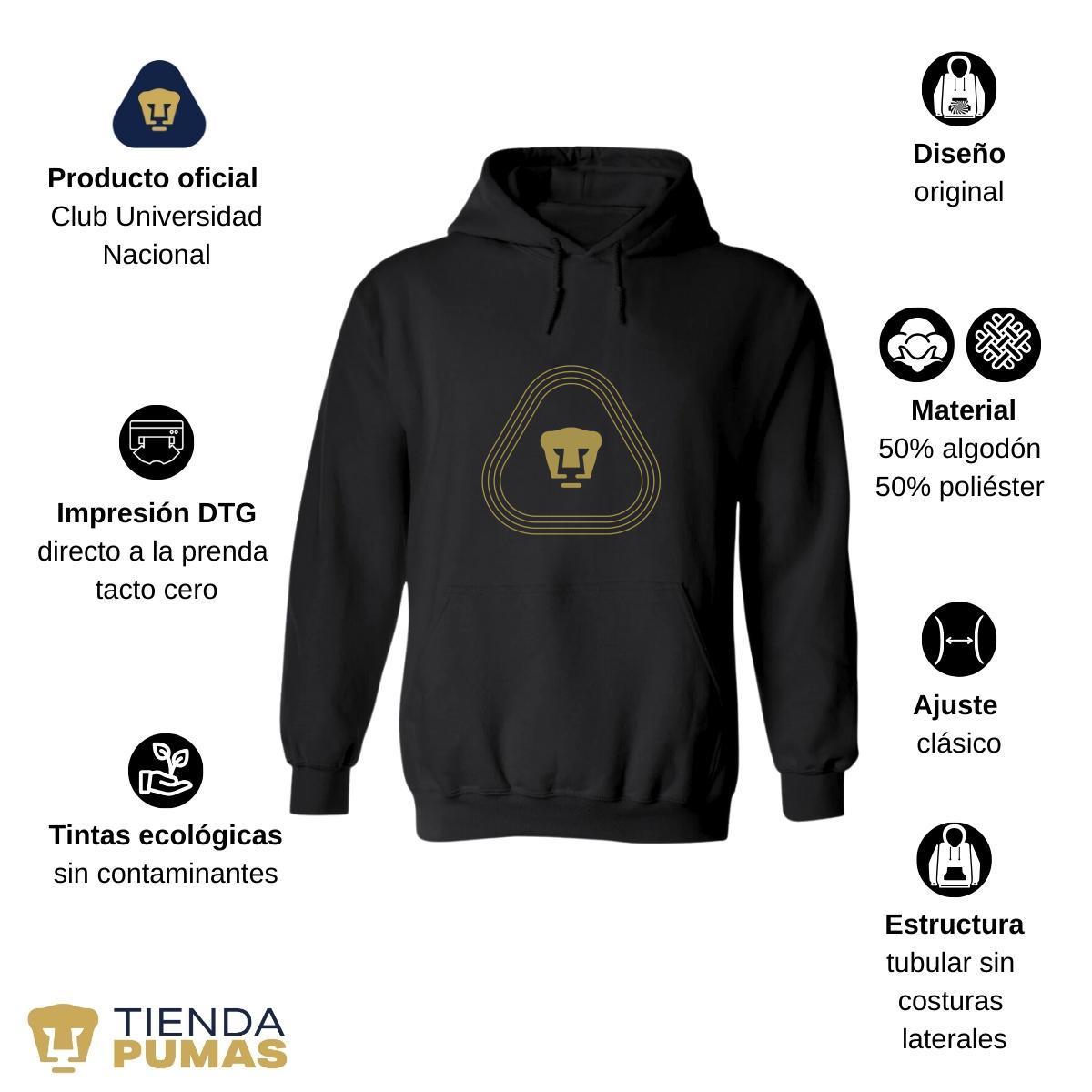 Sudadera para Mujer Hoodie Pumas UNAM Logo Líneas