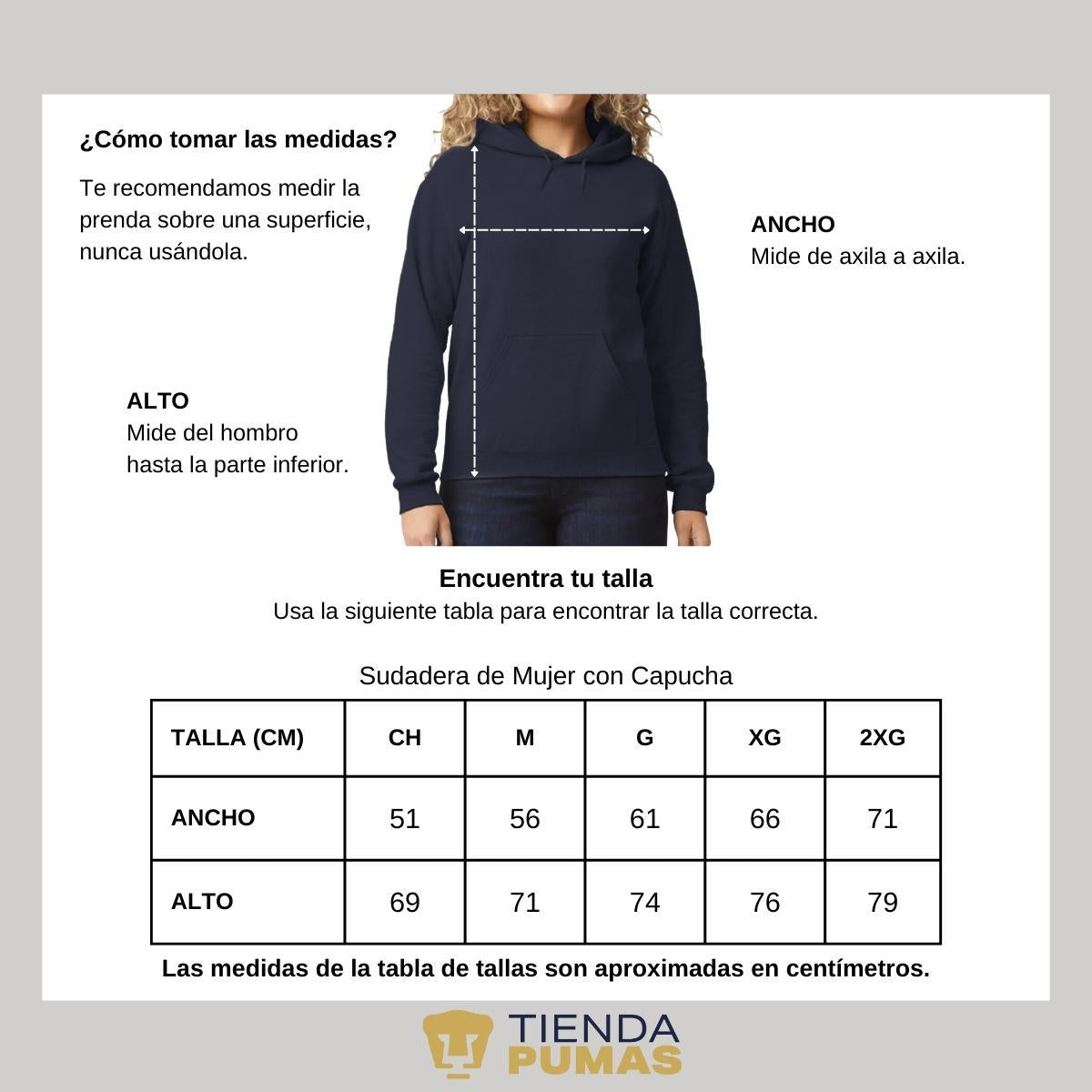 Sudadera para Mujer Hoodie Pumas UNAM Logo Líneas