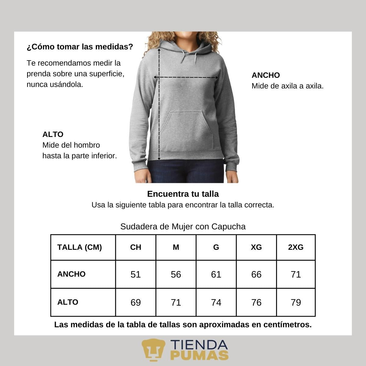 Sudadera para Mujer Hoodie Pumas UNAM Logo Líneas