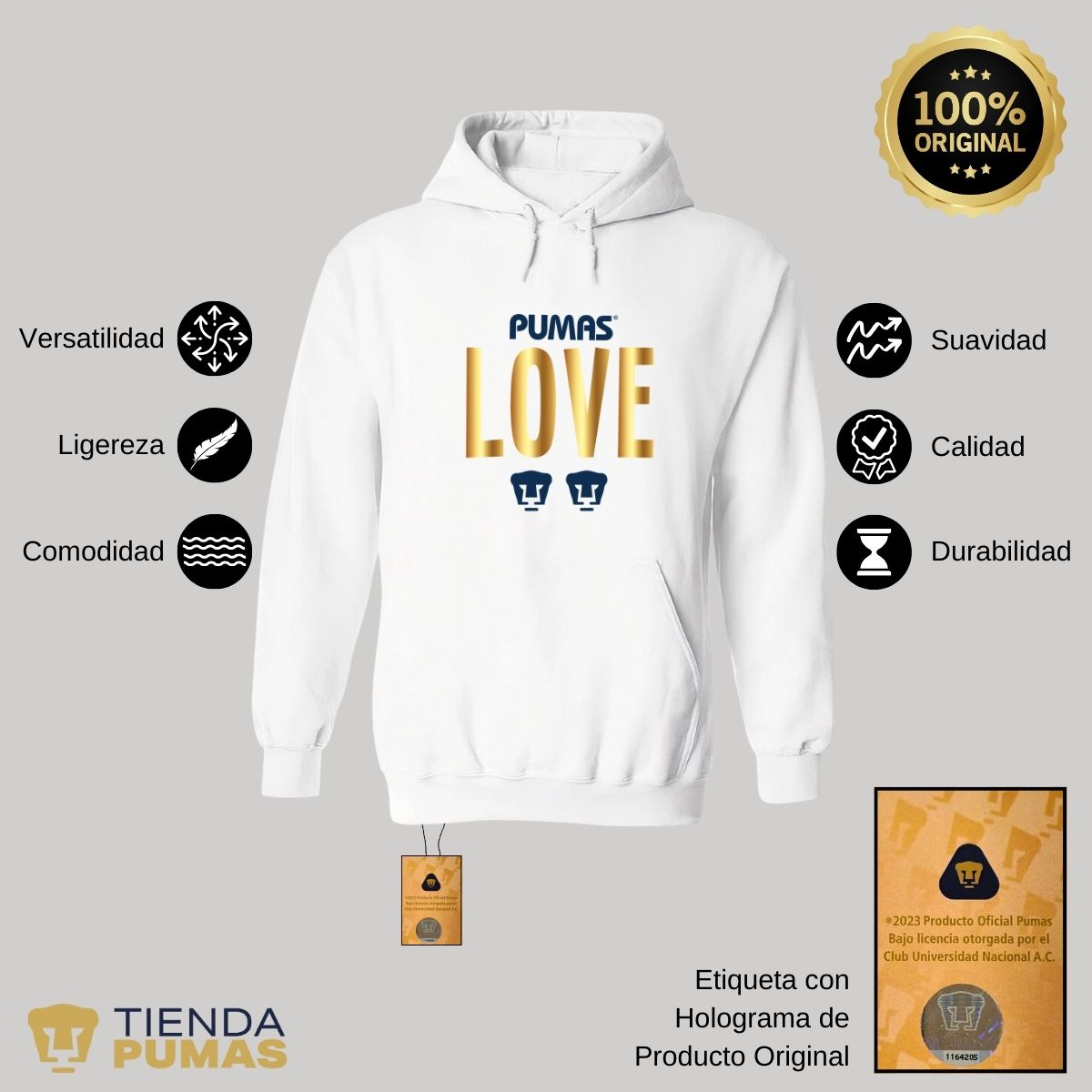 Sudadera para Mujer Hoodie Pumas UNAM Love