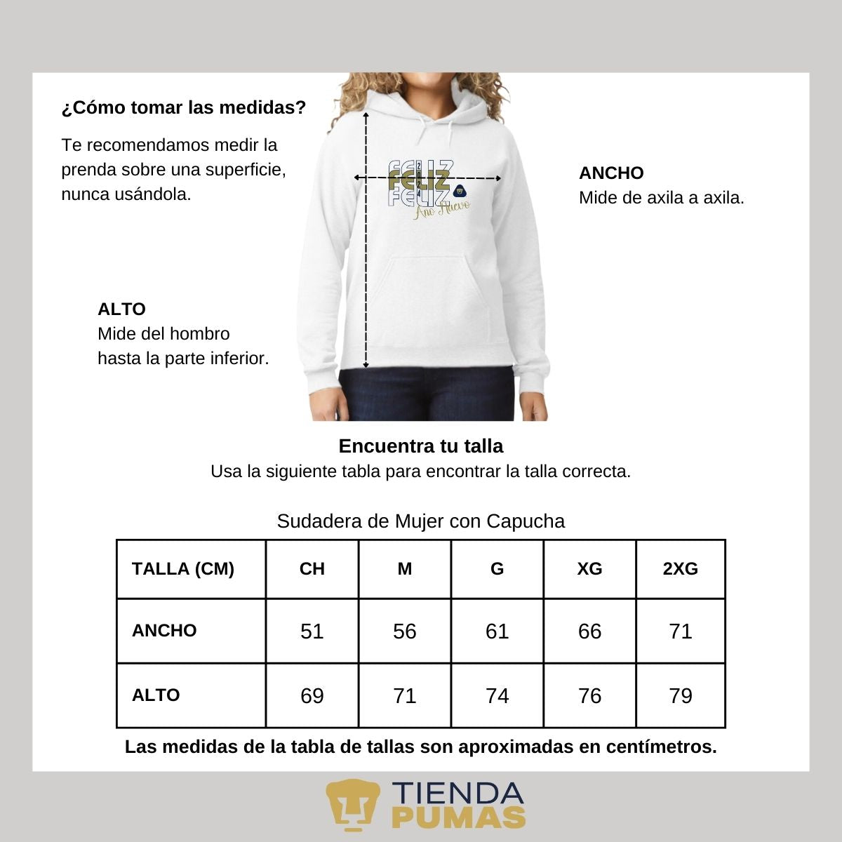 Sudadera Para Mujer Hoodie Pumas UNAM Nuevo Ao