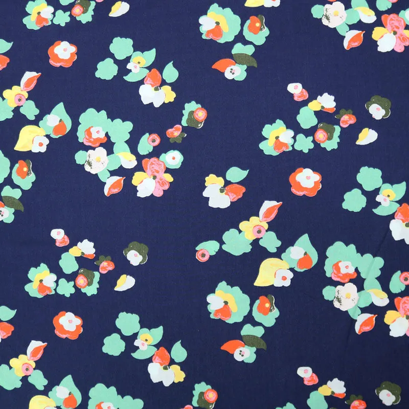 Summer Floral Viscose - Navy