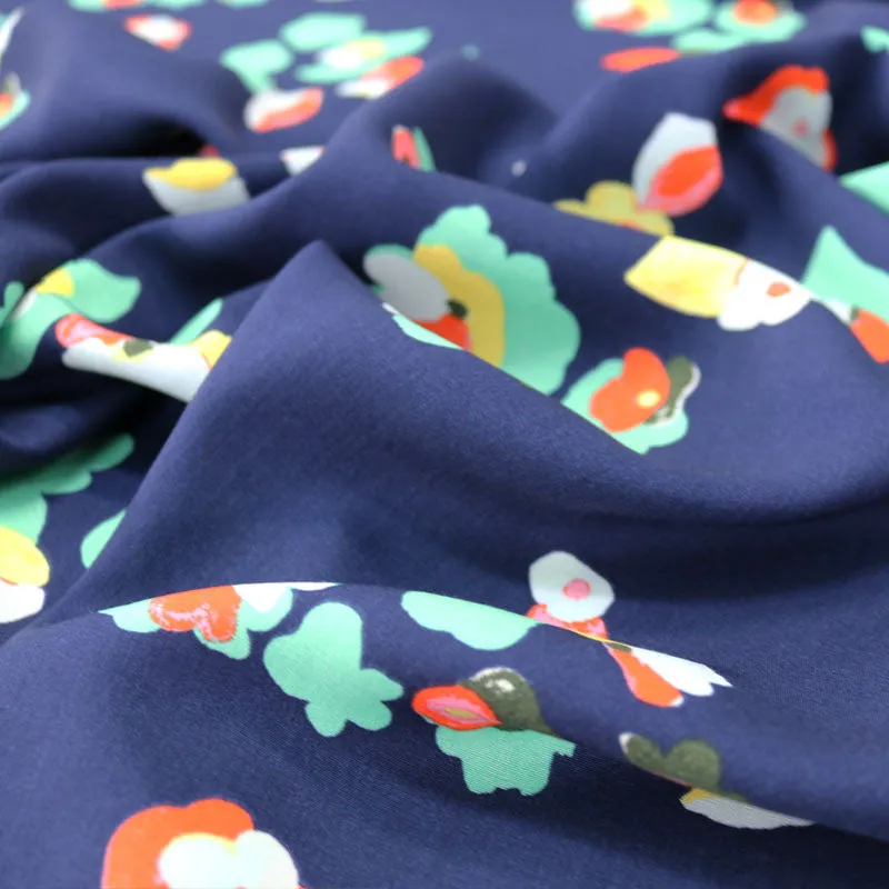 Summer Floral Viscose - Navy