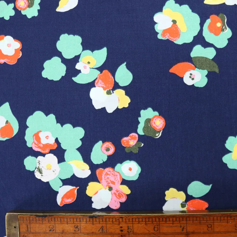 Summer Floral Viscose - Navy