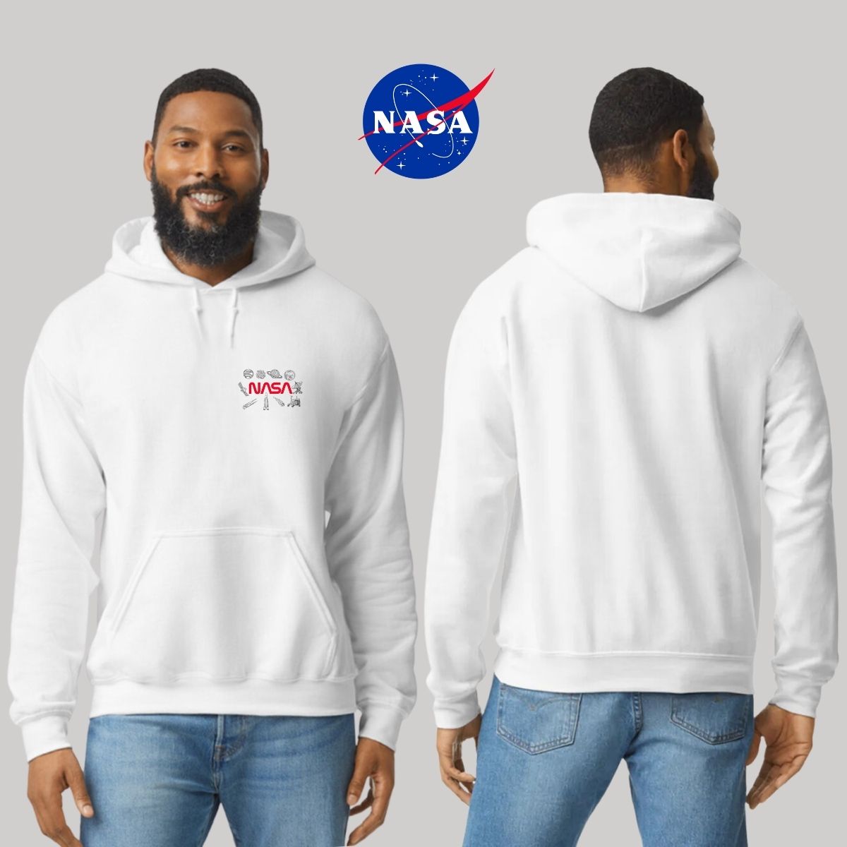 Sweater Suéter Hombre Hoodie Nasa Espacio Escudo