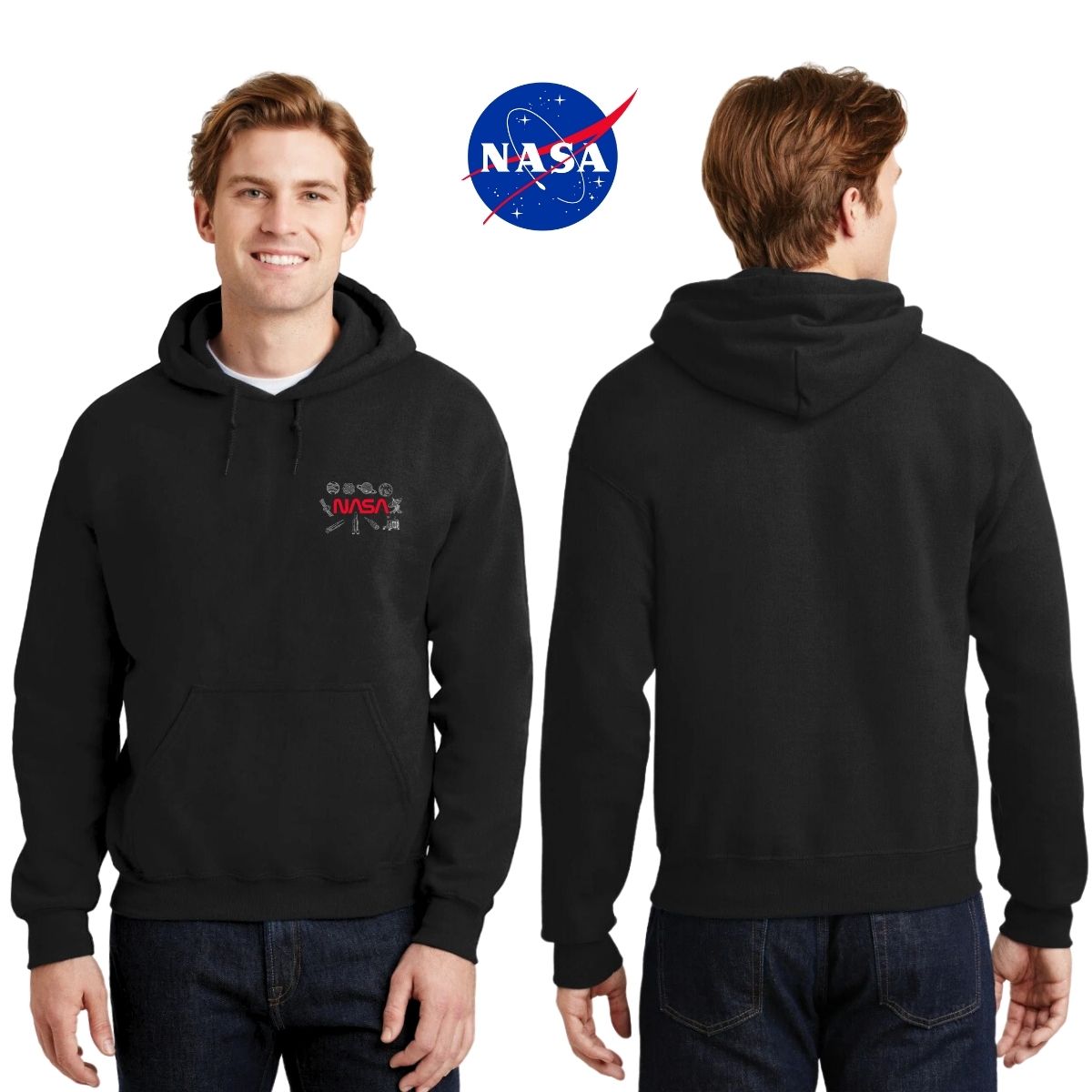 Sweater Suéter Hombre Hoodie Nasa Espacio Escudo