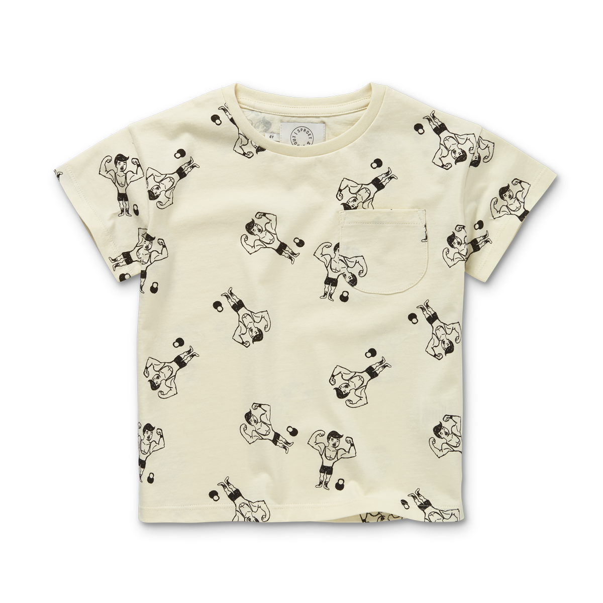 T-SHIRT POCKET STRONG MAN PRINT