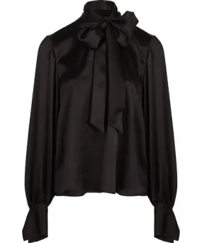 The Summer Edit Women's Kat Pussybow Blouse - Black