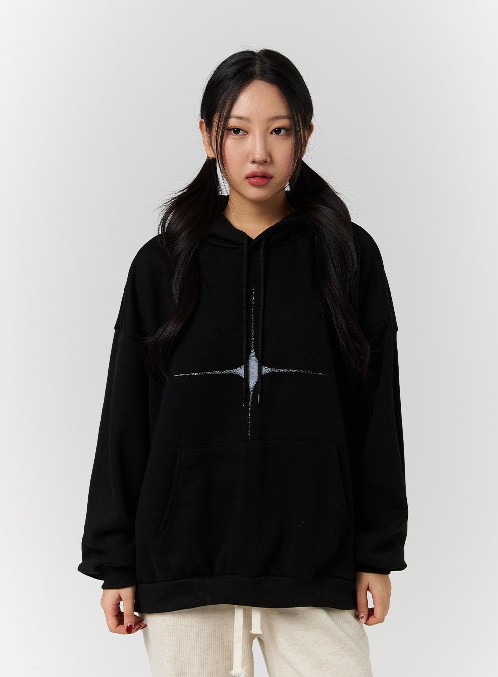 Thin Star Oversized Solid Hoodie CD322