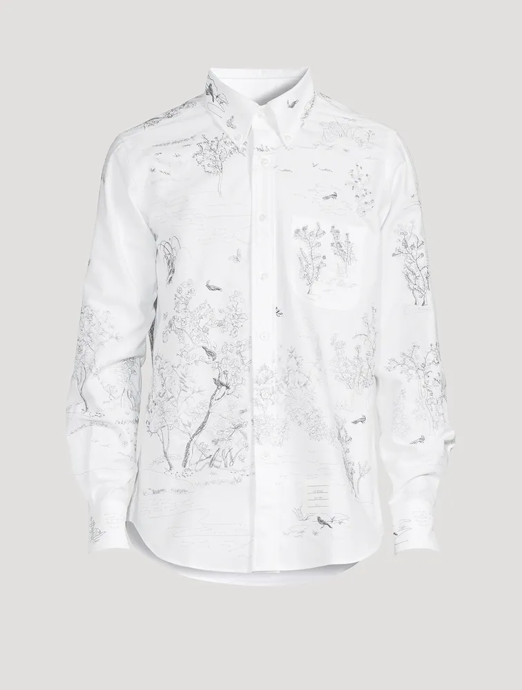 THOM BROWNE Sketchy Stitch Floral Toile Shirt