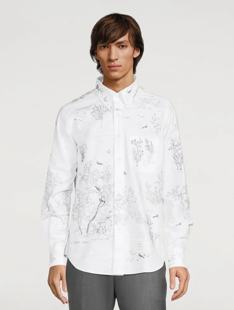 THOM BROWNE Sketchy Stitch Floral Toile Shirt