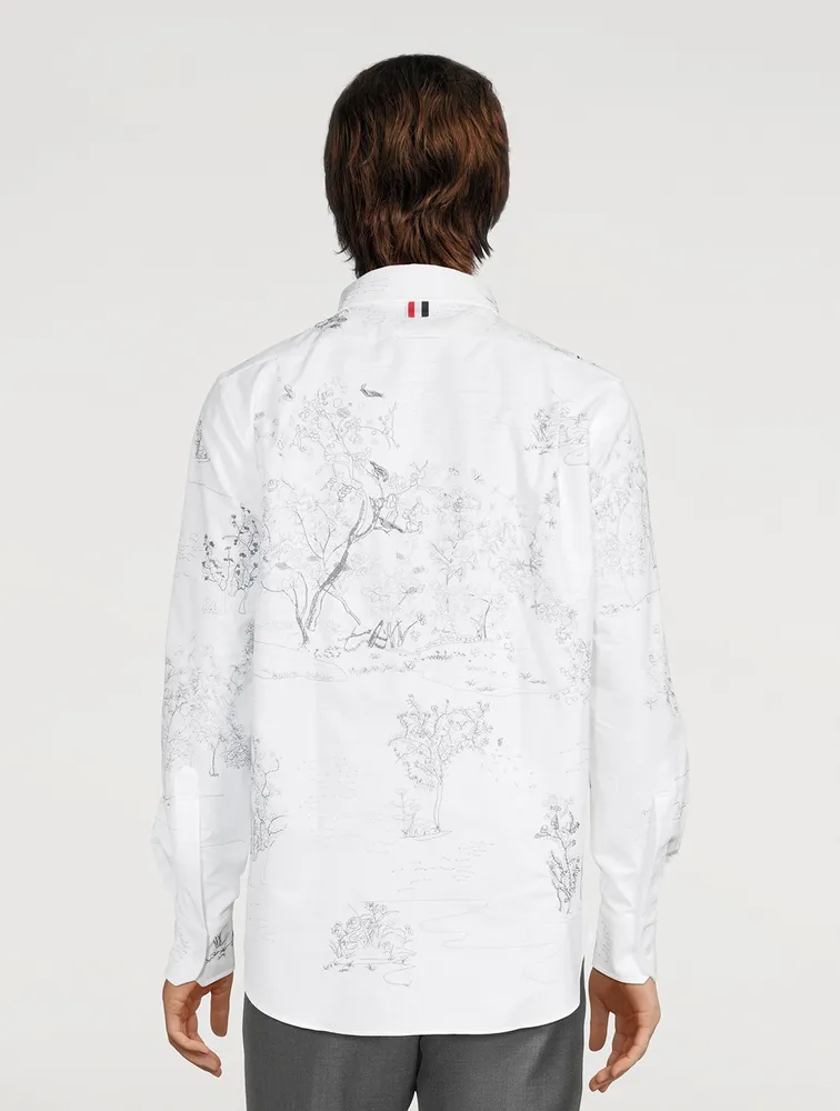 THOM BROWNE Sketchy Stitch Floral Toile Shirt